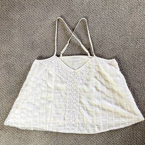 American Eagle Camisole Baby Doll Women's L Ivory Lace Cropped Boho Tank Top